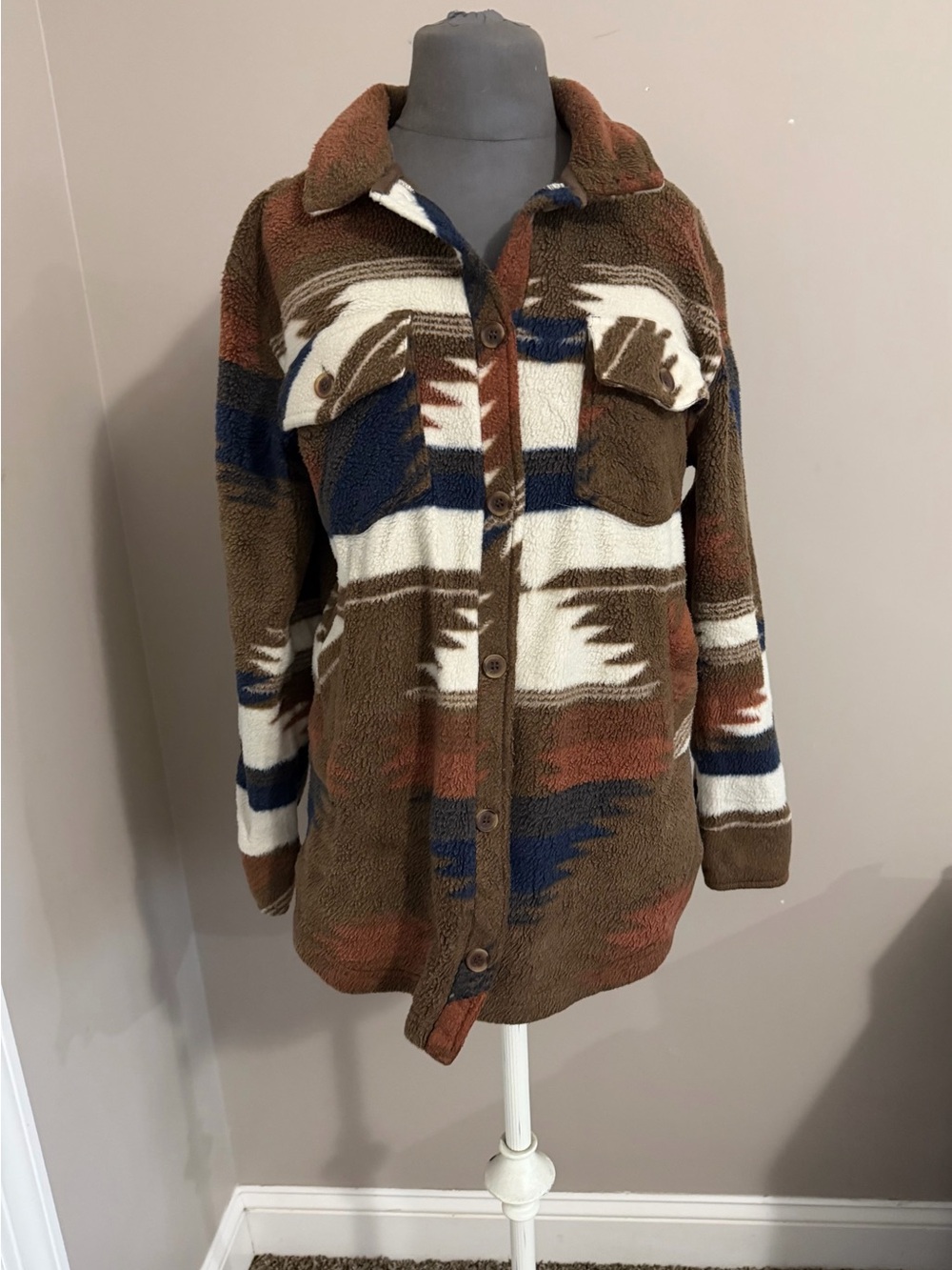 Southwestern boho mixed print shacket size small